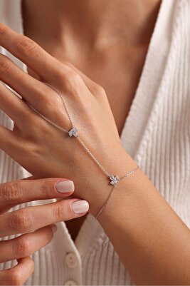 925 Ayar Gümüş Rodyum Kaplama Lotus Çiçeği Şahmeran Bileklik ürün fotoğrafı