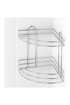 Paslanmaz Krom 2'li Banyo Köşeliği Şampuanlık Banyo Rafı ürün fotoğrafı