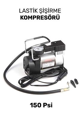 Araba Oto Araç Lastik Şişirme Pompası Metal Motorlu Kompresör 150 Psi Çakmaklık Girişli Kompresör ürün fotoğrafı