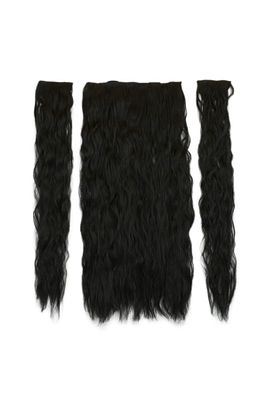 Siyah Fiber Sentetik Kabarık Dalgalı Yarım Ay Çıt Çıt 2 Yan ürün fotoğrafı