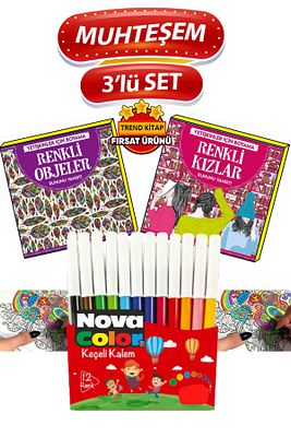 Mandala Her Yaşa Uygun Dinlendiren Terapi Seti Ve 12'li Keçeli Kalem ürün fotoğrafı