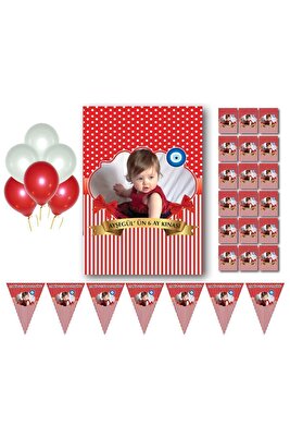 6 Ay Kınası Kırmızı Doğum Günü Süsleri Bebek Odası Süsleri Afiş Magnet Flama ürün fotoğrafı