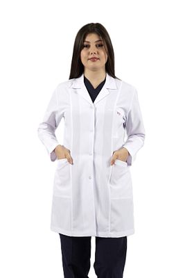 Gömlek Yaka Orta Boy Beyaz Önlük Kadın Doktor Öğretmen Hemşire Laboratuvar Önlüğü ürün fotoğrafı