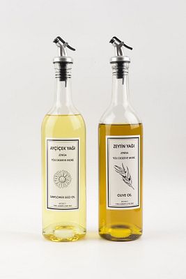 Dibi Çukur Şeffaf Cam Şişe 2'li 750 ml Zeytinyağı Sıvıyağ Şişesi Yağdanlık Yağlık ürün fotoğrafı