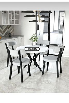 Star Masa Sandalye Takımı 90 daire Yuvarlak Masa 4 Sandalye ürün fotoğrafı