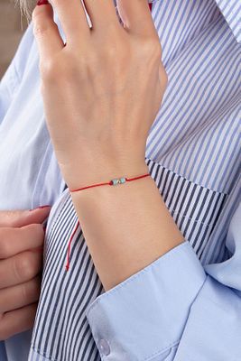 14 Ayar Firuze Taşlı Som Altın Bileklik El Işlemesi Dorika Bileklik Kırmızı Ipli Som Altın Bileklik ürün fotoğrafı