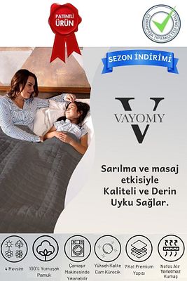Ağırlıklı Battaniye Yorgan Çift Kişilik 200x220 Gri %100 Pamuk Kumaş 10 Kg 4 Mevsim Kullanılır ürün fotoğrafı