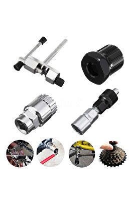 Bisiklet Anahtar Tamir Seti 4 Parça A Kalite (zincir,ruble,monoblok Orta Yatak,aynakol Sökme) ürün fotoğrafı