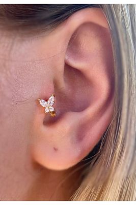 Cerrahi Çelik Kelebek Halka Tragus Rook Kıkırdak Piercingi ürün fotoğrafı