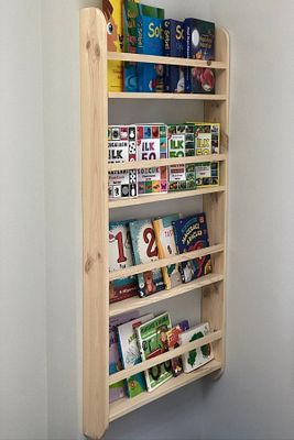 Montessori Kitaplık Çocuk Odası Eğitici Kitaplık Bebek Odası Ahşap Duvar Rafı 120x60 Cm ürün fotoğrafı
