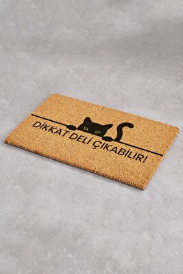 Dikkat Deli Çıkabilir Komik Paspas Kapı Önü Paspası Koko Paspas Kapı Paspası Dış Kapı Paspası ürün fotoğrafı