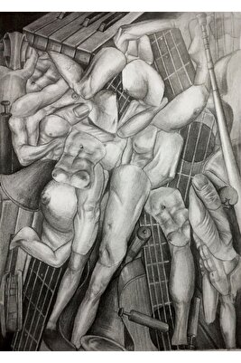 Çağla Yıldız - 2022 - Varoluş - Karakalem çalışması - 25x40 cm ürün fotoğrafı