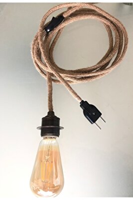 Jüt Halat Sarkıt Avize Anahtarlı Duy 5 Mt Bronz Rengi (AMPUL DAHİL) ürün fotoğrafı