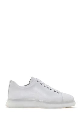 Erkek Beyaz Kalın Tabanlı Bağcıklı Deri Sneaker 24sfd675118 ürün fotoğrafı