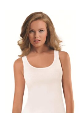 6'lı Paket 3009 %100 Pamuklu Beyaz Geniş Askılı Bayan Atlet ürün fotoğrafı