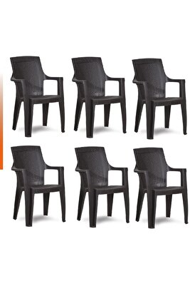 6 Adet Gold Balkon Bahçe Plastik Kamp Sandalyesi (acı Kahve) Xömbx98 ürün fotoğrafı