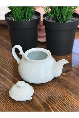 Porselen 600ml. Çaydanlık Üstü Beyaz Porselen Demlik ürün fotoğrafı