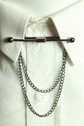 Klipsli Tüm Gömleklere Uyumlu Yaka Iğnesi Dark Silver Krv-4k120652 ürün fotoğrafı