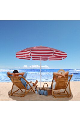 8 Telli - 200 Cm Plaj Bahçe Balkon Şemsiyesi, Eğilebilen Şemsiye Bidon Hariç ürün fotoğrafı