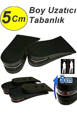 Boy Uzatıcı Tabanlık Hava Yastıklı Ayakkabı Içi Topuk Yükseltici 5 Cm Siyah ürün fotoğrafı