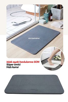 Sihirli Su Emici Gri Renk Diatom Banyo Paspas Diatomite Su Çeken Suyadoymayanpaspas ürün fotoğrafı
