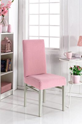 Pembe Yıkanabilir Likralı Esnek Lastikli Sandalye Örtü Kılıf ürün fotoğrafı