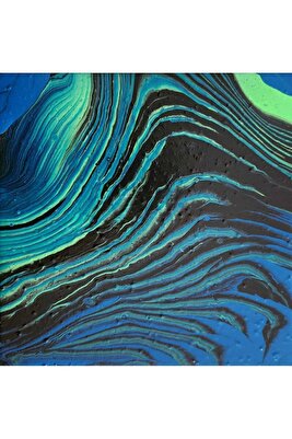 Yeşil Denizin Dibi Girdap Tablosu - Akrilik Boya - yanları boyalıdır ürün fotoğrafı
