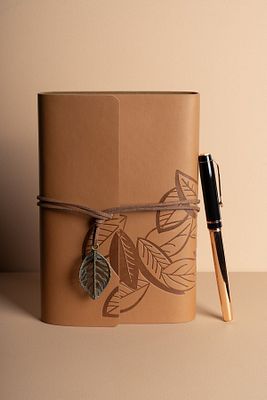 Deri Kraft Kağıtlı Defter ve Kalem Seti - Öğretmenler Günü Hediye Seti ürün fotoğrafı