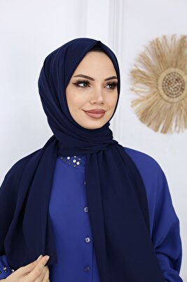 -lacivert- Lüks Medine Ipeği Kadın Tesettür Şal ürün fotoğrafı