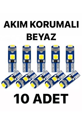 Oto T5 Led (10 Adet) Uyumlu Beyaz Oto Kilometre Kadran Ambians Aydınlatma ürün fotoğrafı