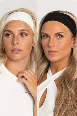 Kadın 2'li Pamuklu Siyah-Beyaz Esnek Bandana Saç Bandı Seti ürün fotoğrafı