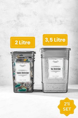 Etiketli 2li Strip Mega Boy Toz Ve Tablet Deterjan Saklama Kutusu 1x(3,5 Litre, 2 Litre) ürün fotoğrafı