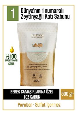 Doğal Organik Zeytinyağlı Bebek Kıyafetlerine Çamaşırlarına Özel Granül Sabun Toz Sabun 500 gr ürün fotoğrafı