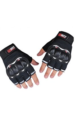 Unisex Korumalı Yarım Bisiklet Motorsiklet Eldiveni Parmaksız Reflektörlü ürün fotoğrafı