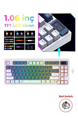Gamenote Kb884L Rgb Mekanik Türkçe Klavye 1.06inç Tft-lcd Ekran - Red Switch ürün fotoğrafı