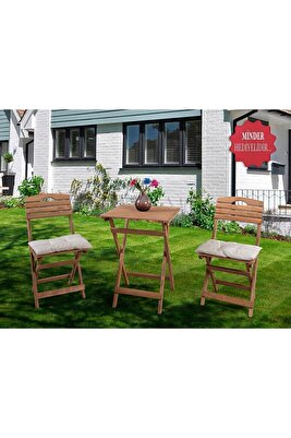 Bahçe Balkon Mutfak 3’lü Bistro Seti Hediye Minderli ürün fotoğrafı