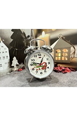 Nostaljik Kurmalı Tavuklu Guguklu Köstebek Çalar Saat Metal Masa Saati ürün fotoğrafı