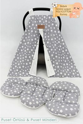 Bebek Ortopedik Puset Minder / Örtü, 2'li Avantajlı Puset Set, Askı Stil, Stars Serisi, Gri ürün fotoğrafı