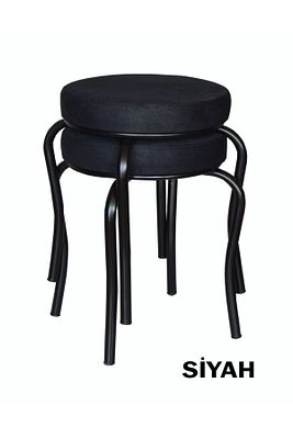 Tabure (2 ADET) (MONTELİ GÖNDERİM) Siyah Ayaklı, Taytüyü Kumaş, Metal Ahtapot ürün fotoğrafı