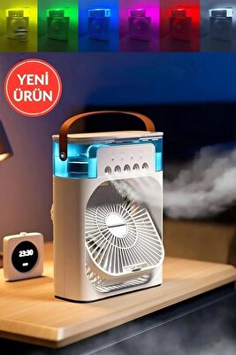 600 Ml Ulrasonik Hava Araç Vantilatörü Nemlendirici Fan Pervane Buhar Makinesi Ve Buzlu Klima Rgb ürün fotoğrafı