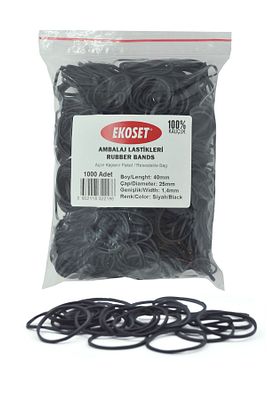 Siyah Paket Ambalaj Toka Para Lastiği 1000 Adet 40mm ürün fotoğrafı
