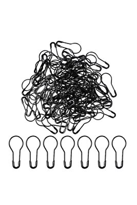 100 Adet Siyah Çengelli Iğne Ampul Armut Etiket İğnesi 2 Cm Çatal İğne. ürün fotoğrafı