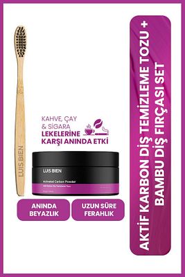 Aktif Karbon Diş Temizleme Tozu 50 gr + Bambu Diş Fırçası Set ürün fotoğrafı