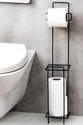 Tuvalet Kağıtlığı Wc Kağıtlık Yedekli Metal Tuvalet Kağıdı Standı Tutacağı Askısı ürün fotoğrafı