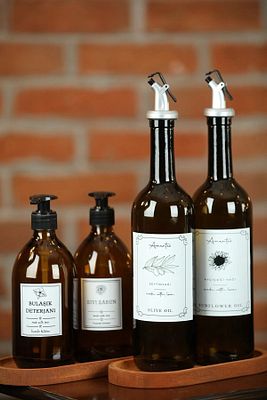 4'lü 2'li Amber 750ml Yağdanlık 2'li Amber Sabunluk Mutfak Yağlık Sabunluk Set ( Standsız) ürün fotoğrafı