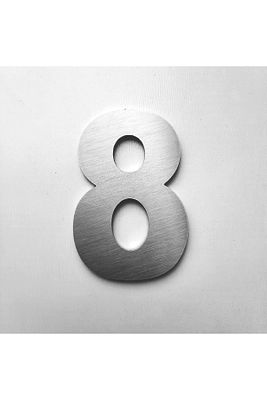 Kapı, Daire,Bina, Numarası 6 cm No:8 fırça desen PASLANMAZ ÇELİK METAL Kendinden Yapışkanlı Numara ürün fotoğrafı