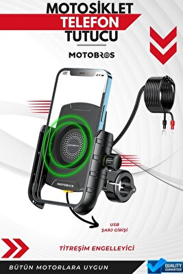 Motosiklet 360 Derece Telefon Tutucu Ayna ve Gidon Bağlantılı. 18W USB Şarj Çıkışı ürün fotoğrafı