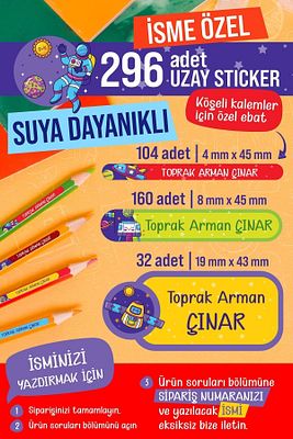 296 ADET Okul Etiketi Kalem Etiketi Defter Etiketi Kitap Etiketi Kişiye Özel İsim Yazılabilen Etiket ürün fotoğrafı