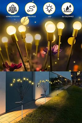6 Ledli Solar Güneş Enerjili Ateş Böceği Çiçek Lamba Led Işık Bahçe Lambası ürün fotoğrafı