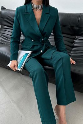 Bağlamalı Blazer Ceket Pantolon Takım ürün fotoğrafı